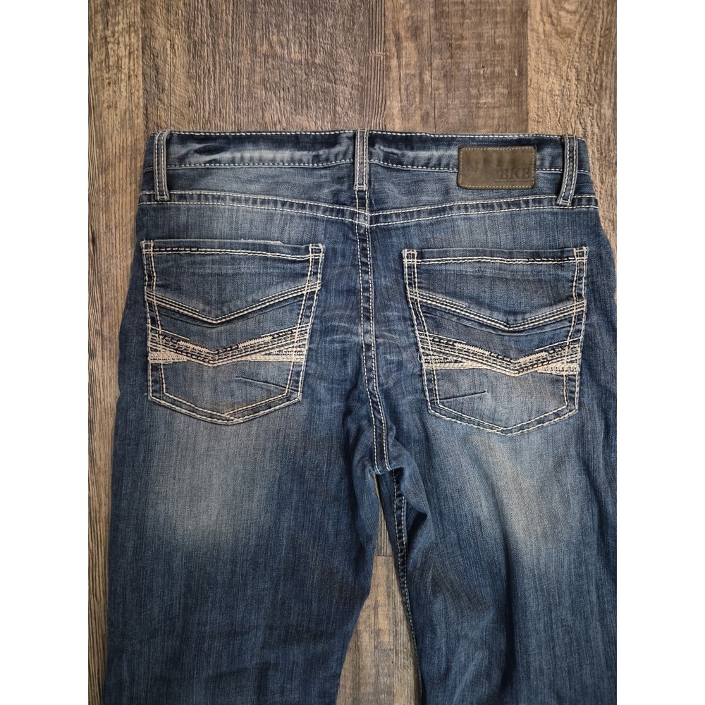 BKE Jake Straight Stretch Jeans Mens 34R (34x30) Medium Wash Light Distressed - Picture 6 of 11